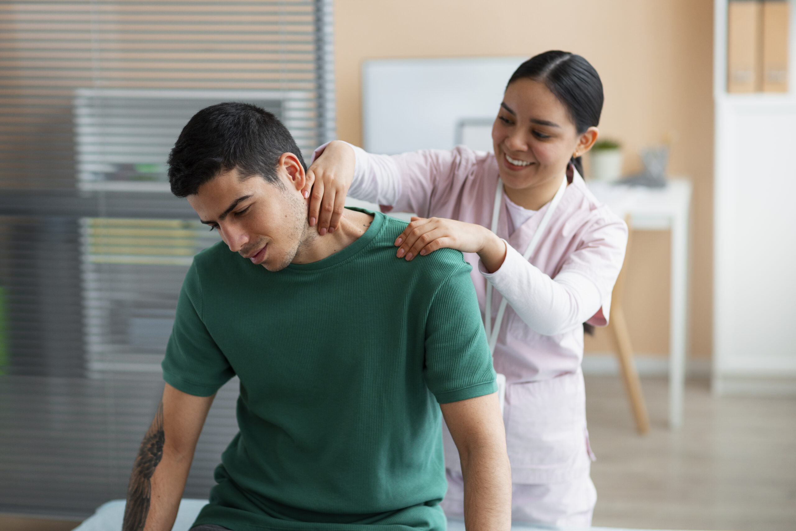 doctor helping patient rehabilitation